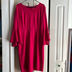 NY&C Hot Pink bell sleeve dress size L